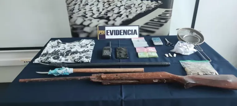 Dos detenidos por microtráfico y lesiones en procedimiento de la PDI en Santa Cruz