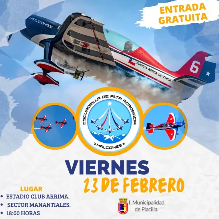 Halcones de la Fuerza Aérea de Chile se presentará este viernes en Placilla