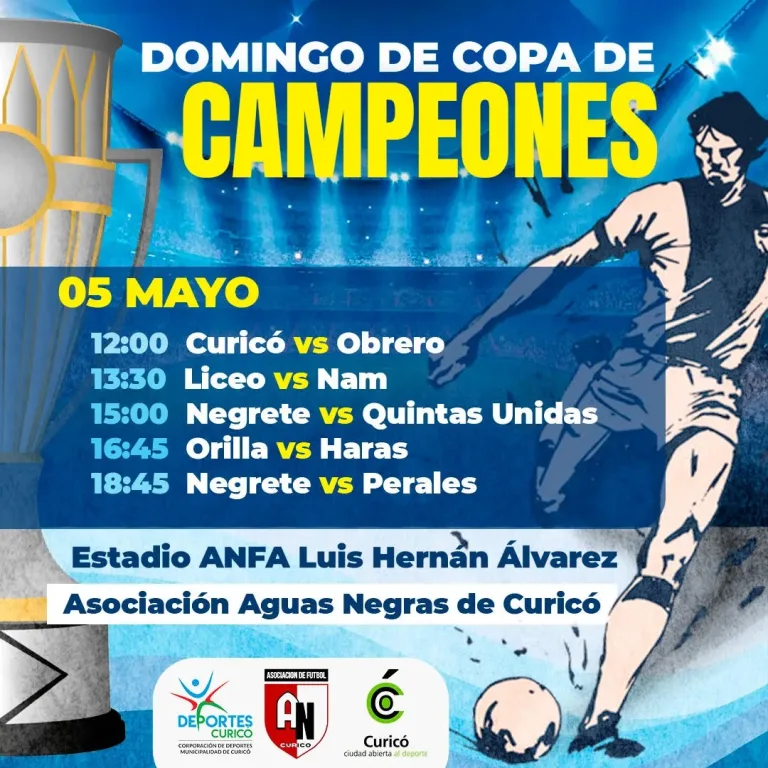 Este Domingo  se realizará fútbol Copa Campeones Curicó 2024