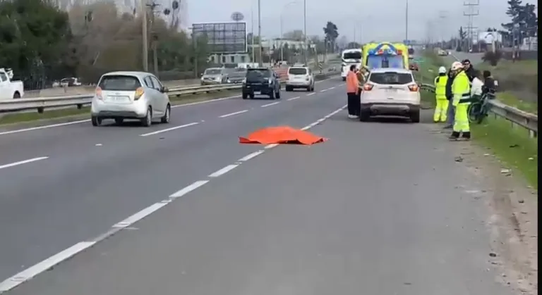 Trágica muerte de peatón tras ser atropellado  en ruta 5 sur frente a Talca