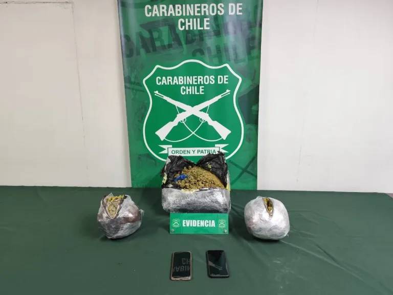 Carabineros del OS-7 Rancagua detecta a dos personas trasladando más de 6 kilos de marihuana hacia el sur del país