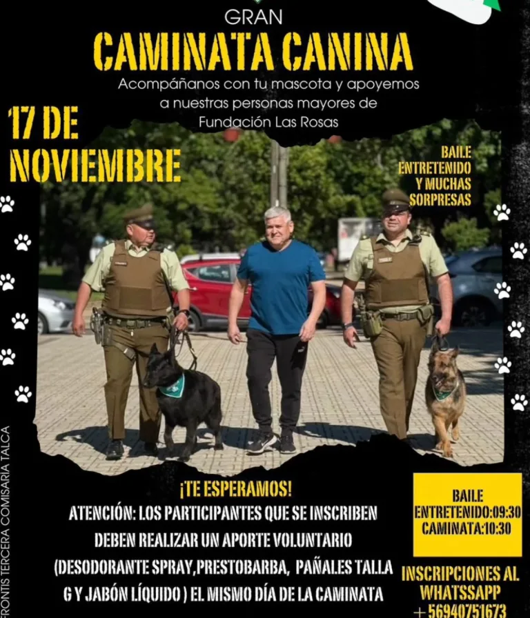 Carabineros invita a la ciudadanía a participar en la Caminata Canina en Talca