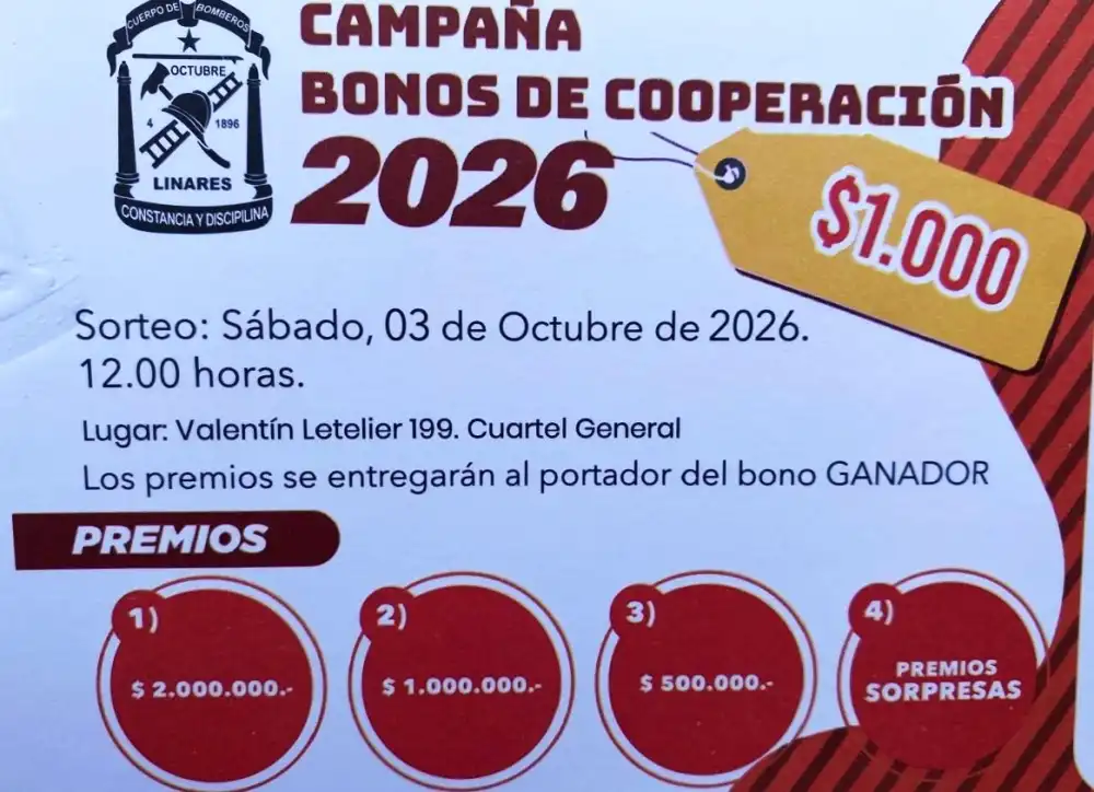 Bomberos De Linares Inicia Venta De Bonos De Cooperacion 2026 Para Apoyar El Funcionamiento De Sus Companias