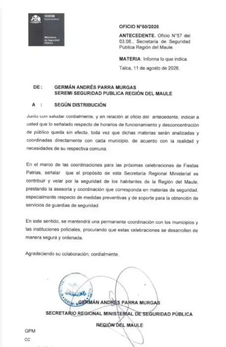 Seremi De Seguridad Deja Sin Efecto Criterios De Horarios Para Fiestas Patrias En El Maule