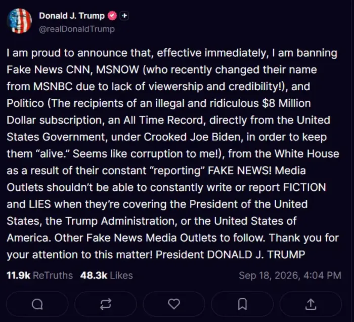 Trump Anuncia Prohibicion De Acceso A La Casa Blanca Para Periodistas De Cnn Msnbc Y Politico 1