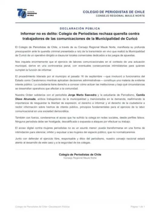 Querella Por Transmision De Clausura De Casinos De Juegos Abre Debate Sobre Ejercicio Periodistico En Curico